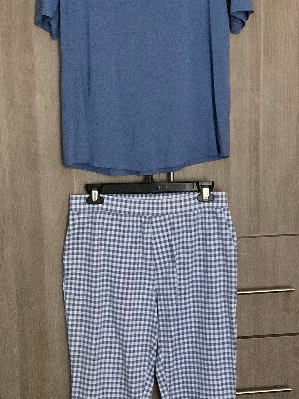 Susan Graver Soft Blue Crewneck Top and Capri Pants